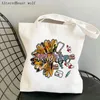 Shopping Bags Women Shopper Bag Blessed Printed Kawaii Harajuku Canvas Girl Handbag Tote Shoulder Lady