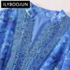 Vestidos casuais ilyboojun fashion pista designer feminino feminino de-decote em Vido de manga longa de manga longa