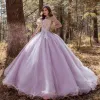 Dresses Princess Sweetheart Quinceanera Dresses 2021 Sweet 15 Ball Gown Sleeveless Appliques Crystal Light Purple Party Pageant Dress