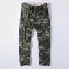 Calça masculina americana de algodão, calças de roupas de trabalho de camuflagem casual, vários bolsos, ajuste solto, perna reta, calças de grandes dimensões