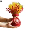 Decorative Flowers Dried Wheat Artificial Stems Flower Arrangement Resin Lucky Bag Vase For Wedding Year Decorations