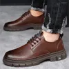 Sıradan ayakkabılar el yapımı erkekler deri retro moda iş büyük ayak parmağı zapatos de hombre Sapatos Couro