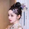 Hair Clips Fairy roxo retro chinês estilo cristal phoenix hairpin tradicional hanfu noiva antiga figurina jóias de colapso de casamento jóias