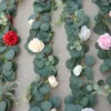 Fleurs décoratives 1,85 m Eucalyptus artificiel Rose Roard Mariage Home Decoration Mur suspendu Plante verte Feuilles