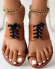 Slippare Flip Flops Kvinnor Lace-Up Toe Ring Summer Beach Sandaler Öppna utomhusskor Zapatos de Mujer Slides