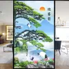 Window Stickers No Glue Privacy Windows Film Decorative Chinese Flower Painting Stained Glass Static Cling Frosted