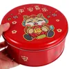 Storage Bottles Tinplate Biscuit Box Cookie Tins With Lids Christmas Jar Candy Holder Year Container