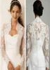 Eleganckie na zamówienie koronkowe aplikacje z długim rękawem Biała kurtka ślubna Wedding Bolero wzrusza ramionami Cape4149162