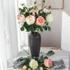 Fleurs décoratives Real Touch Fake Latex Roses rose Nordic Table Home Decor Mariage White Floral Wedding Flores Living Room Decoration