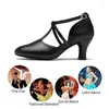 Chaussures de danse swdzm dans la salle de bal dansant pour les femmes noires latines à orteil fermé Waltz salsa talons moyens 6cm