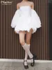 Abiti casual Clacive Sexy Slim White Dress Ladies Summer Off Spalla Mini Mini Elegante festa di vita alta per donne 2024