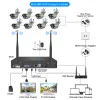 Système Techage 3MP WiFi Security Surveillance System Outdoor Wireless IP Camera Twoway Audio Record Human Detection CCTV Video Set P2P
