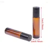 Storage Bottles 10ml Amber Thin Glass Roll On Bottle Sample Test Essential Oil Vials With Roller Metal Ball