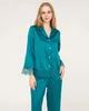 Hemkläder grossist Mulberry Silk Sleepwear Pyjamas Elegant spets trim pyjamas Set lyx nattkläder