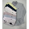 2024 Spring and Autumn Solid Color Little Horse Boy Long Sleeve Cotton Shirt Business Stripe Lasual Men's Oxford Textile POLO vn668
