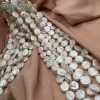 Collane da 18 mm perline insolita Dichiarazione di girocollo barocco Collana Colore bianco Coin a forma piatta perle in acqua dolce Naturale Piega volto 58 cm