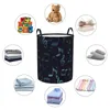 Waszakken vouwen mand muziek noten treble clef ronde opslag bin grote hamper opvouwbare kleding speelgoed emmer organisator