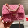 Cuir French Marque authentique Fashion Femmes Designer Pink Crossbody Bag Ball 24p Mini Gol Double épaule Tote Classic Haule Perle Chain Quilted Handsbag