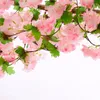 Fleurs décoratives 235 cm Vin de fleur de cerise suspendue à la fleur artificielle Garland Fake Silk pour la fête Décoration de la maison de mariage