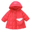 Down Coat Hylkidhuose 2024 Autumn Winter Baby Girls Coats Feminino Casas Concluídas Casque Aquecido Capuz de Capuz Crianças