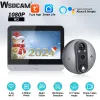 Doorbells Wsdcam 1080P WiFi Door Camera Peephole Doorbell PIR Motion Detection 5000mAh mart Doorbell Eye Camera Alexa Google Video View