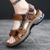 Marca de verão sandálias masculinas genuínas de couro chinelos gladiadores praia suave confortável ao ar livre sapatos 38 240322