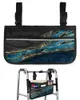 Storage Bags Abstract Black Marble Blue Malachite Wheelchair Bag With Pockets Armrest Side Electric Scooter Walking Frame Pouch