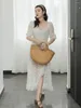 Vestidos de festa sweetxue 2024 mulheres verão vintage elegante moda temperamento renda de renda de sereia chique feminina coreana feminina coreana