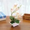 Decorative Flowers 1Pc Potted Handmade Artificial Butterfly Orchid Bonsai Fake Flower PVC Simulated Plants With Pot Home Table Decoration