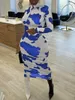 Abiti casual LW Turtleneck Stampa di mucca BodyCon Dress Abito Causal Midi Matita femminile femminile Elegante