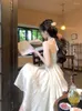 Robes de fête 2024 Été floral élégant midi robe femme carrée cols office dame même décontracté une pièce coréenne mode