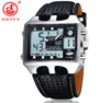 Ohsen Digital Watch Männer wasserdichte analoge LED Sport Uhren für Männer Lederarmband Alarm Armbanduhren Relogio Maskulino 0930 Ly18447350