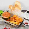 Tallrikar 1 Set rostfritt stål Fryer Basket Ceramic Sauce Cup Kit med pappersfoder för franska steksmörgåsar