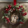 Dekorativa blommor konstgjorda kransar till jul Jesus krans Garland dekorera dörr vägg gårdsgård fönster