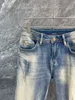 2024 Spring herfst borduurwerkafdruk zipper heren jeans lichte gewassen man's lange potloodbroek wcnz041