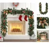 装飾的な花クリスマスリース装飾吊り飾り飾り人工樹木ラタンガーランドドア暖炉pvc