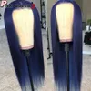 Estilo longo azul escuro grande mulheres fibras químicas perruques 13x4 renda de renda de qualidade de temperatura sintética de cadarços sintéticos peruca sem glue wig windy s