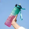 1000ML Sports Water Bottle PC with Scale Straw Lock Leak Proof Resistant To Falling Outdoor Travel Fitness Riding Portable Cup 240402