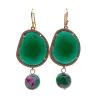 Boucles d'oreilles y.yyy cristal vert cubique zircone pave rond agate crochet boules d'oreilles 925 crochet argent sterling 18k plaqués or