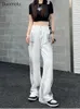 Women's Jeans Duomofu Korean Style Grunge Tie Dye White Women Hippie Oversize Baggy Denim Pants Harajuku Kpop Streetwear Wide Trousers