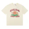 Rhude Shirt Shirt Sleeves Designer TシャツシャツRhudeショーツ女性スウェットパンツシャツ服夏の贅沢なコットンレタープリントトップスビーチスタイルのティー