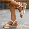 Dress Shoes Plus size enkelgespwedge sandalen voor dames zomer 2024 platform Sandles Woman Dik Sole Gladiator Sandalias Casual