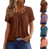 Kvinnors T -skjortor Summertoppar för kvinnor Solid Color Shirt Round Neck Short Sleeve Loose Comfy Womens Ladies 2024