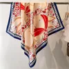 Sjaals 2024 SILK SCHAAG VROUWEN 90X90 CM HaJab Square Bufanda Bandana Hoofdband Kerchief Tie Bag Mom Gift Ribbon