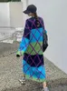 Lässige Kleider Xitao Fashion Gitter Strickkleid Persönlichkeit Kontrast Farbe Patchwork Frauen Frühling Ankunft Lose Trend Lyd1203