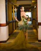 ASO EBI 2024 Illusion Green Mermaid Dress Koronki koralikowe wieczór Formalne przyjęcie Drugi przyjęcie 50. urodziny suknie zaręczynowe sukienki szata de soiree ZJ3169 ES