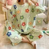 Roupas em casa Cartoon bonito Casual Casual Moda Feminina Terno de dormir de manga longa Conjuntos de roupas caseiras