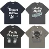 Sweat-wicking breathable brand multi-color broken planet short sleeve summer skull loose mens and womens Y2k T-shirts 240321