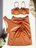 Kadın Mayo Seksi Bandeau Push Up Bikini 3 Parça Mayo Sarılı Swimdress Buluşlu Bikiniler Çizme İpi Mayo Takım