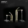 Bathroom Sink Faucets Solid Brass Brushed Gold Basin Faucet Chrome Deck Mounted And Cold Black Mixer Water Tap Single Hole ML8112